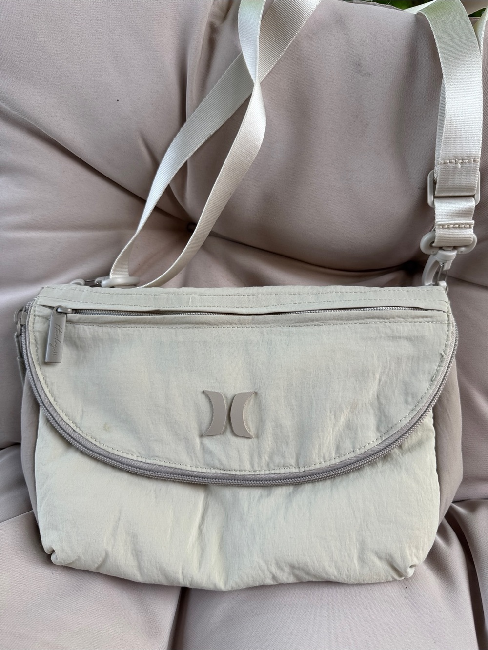 Hurley Cream Crossbody Bag with Adjustable Strap